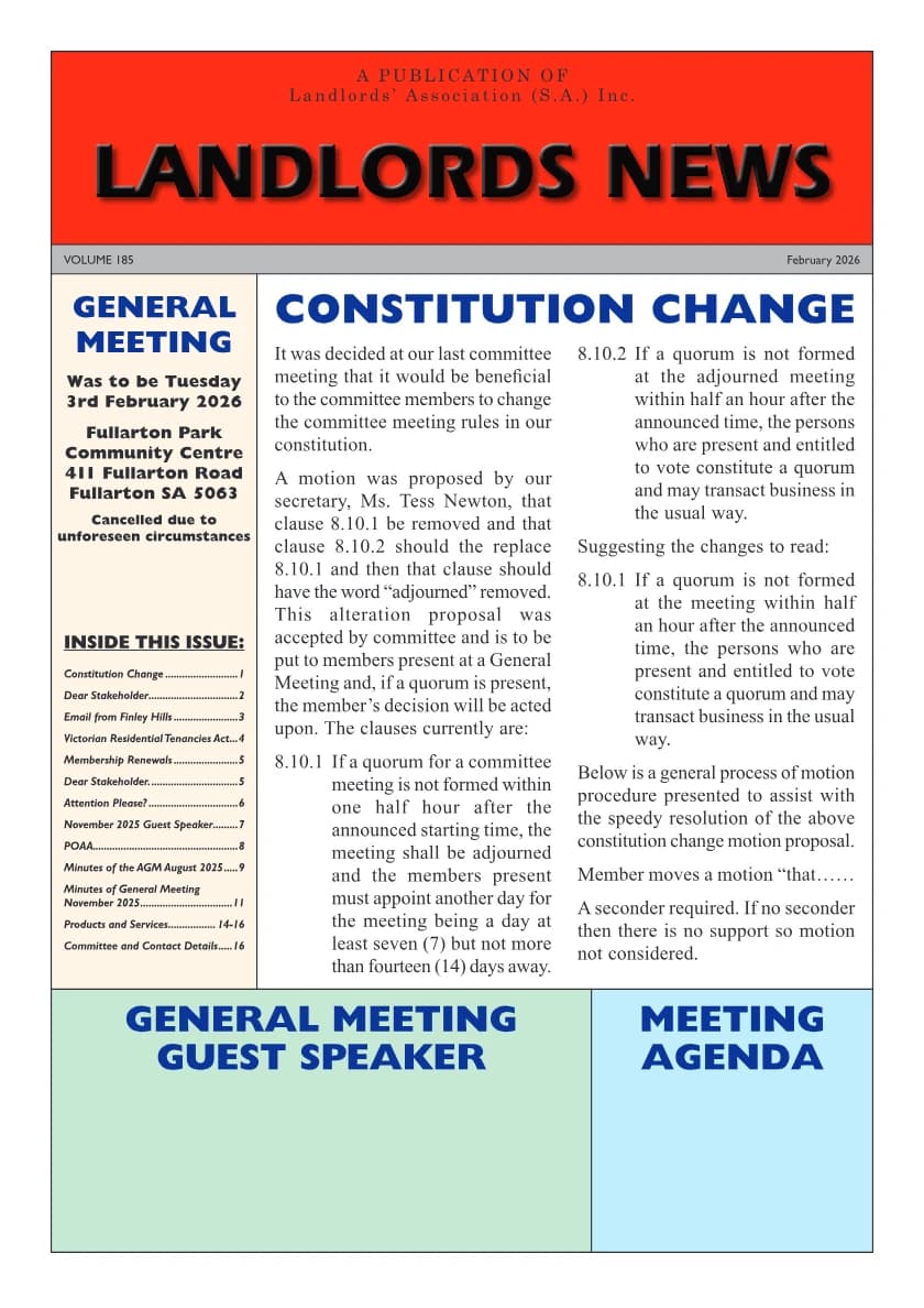 Cover of Landlords News, February 2026